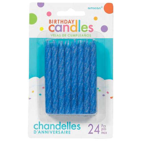 Blue Glitter Twist Candles